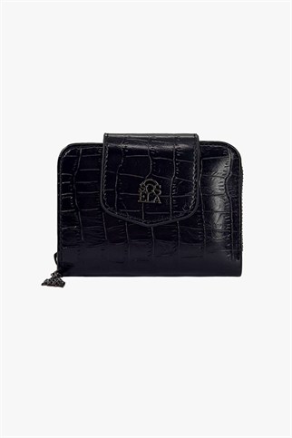 Sosela 56-4054 Kroko/Siyah Kadın Cüzdan