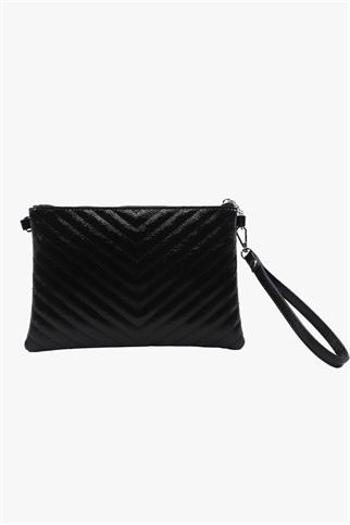 SOSELA 67-6019 Kadın Rugan Siyah Portföy Çanta