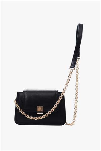 SOSELA 67-7135 Kadın Rugan Siyah Çarpraz Askılı Çanta