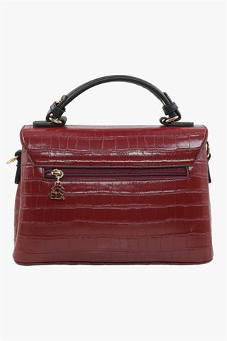 SOSELA 67-7155 Kadın Kroko Bordo Çapraz Askılı Çanta
