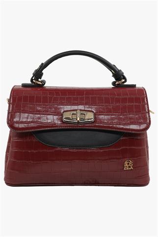 SOSELA 67-7155 Kadın Kroko Bordo Çapraz Askılı Çanta