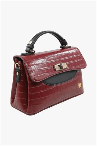 SOSELA 67-7155 Kadın Kroko Bordo Çapraz Askılı Çanta