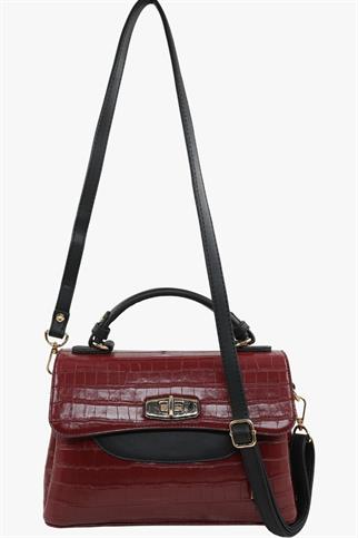 SOSELA 67-7155 Kadın Kroko Bordo Çapraz Askılı Çanta
