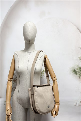SOSELA 67-7199 Kadın Süet Bej Çarpraz Askılı Çanta
