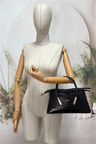 SOSELA 67-8141 Kadın Kroko/Siyah Omuz Ve Kol Çanta
