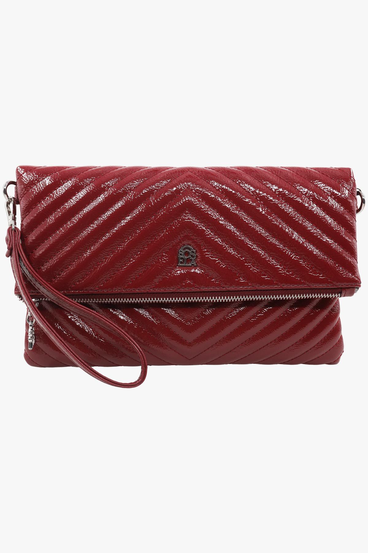 Sosela 67-6010 Kadın Linen Rugan Bordo Portföy Çanta