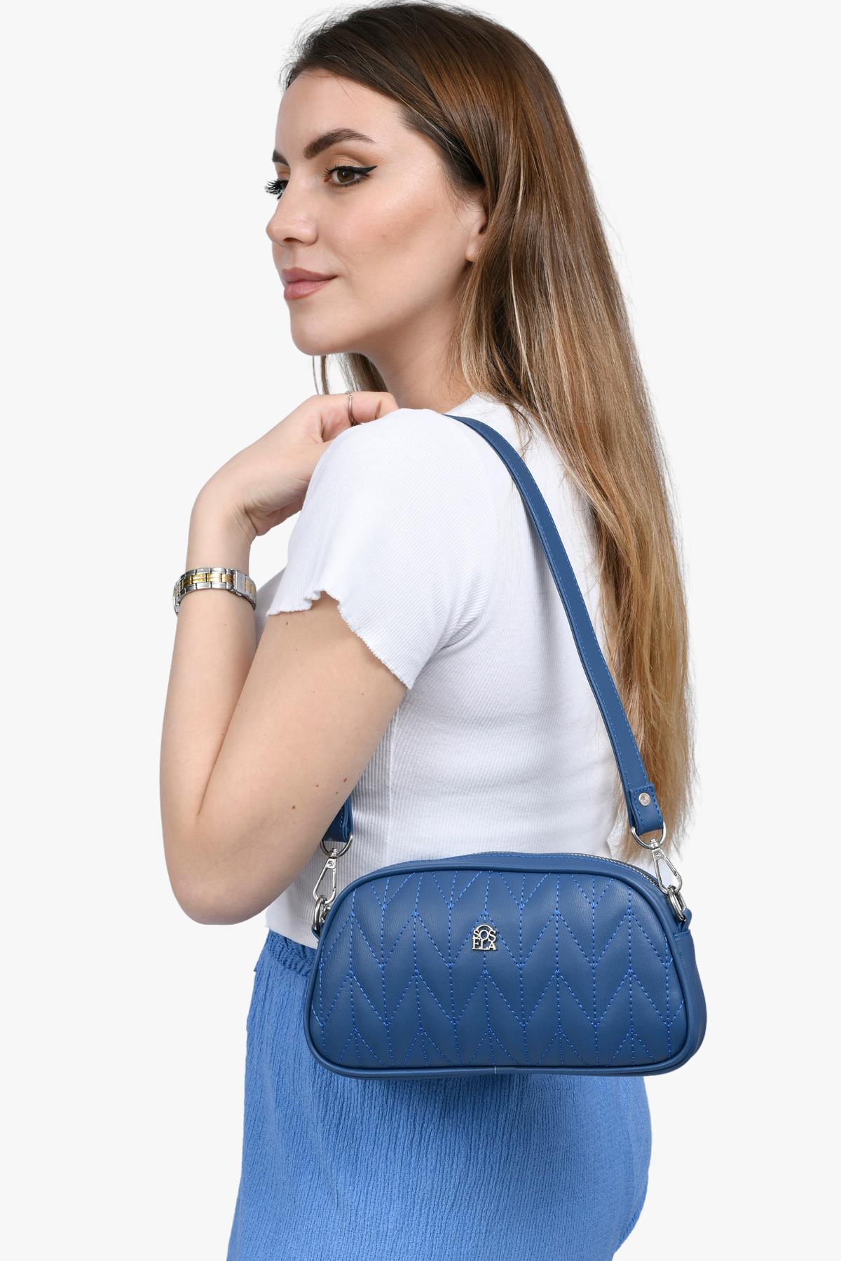 Sosela 67-7064 Kadın Mavi Çarpraz Askılı Çanta