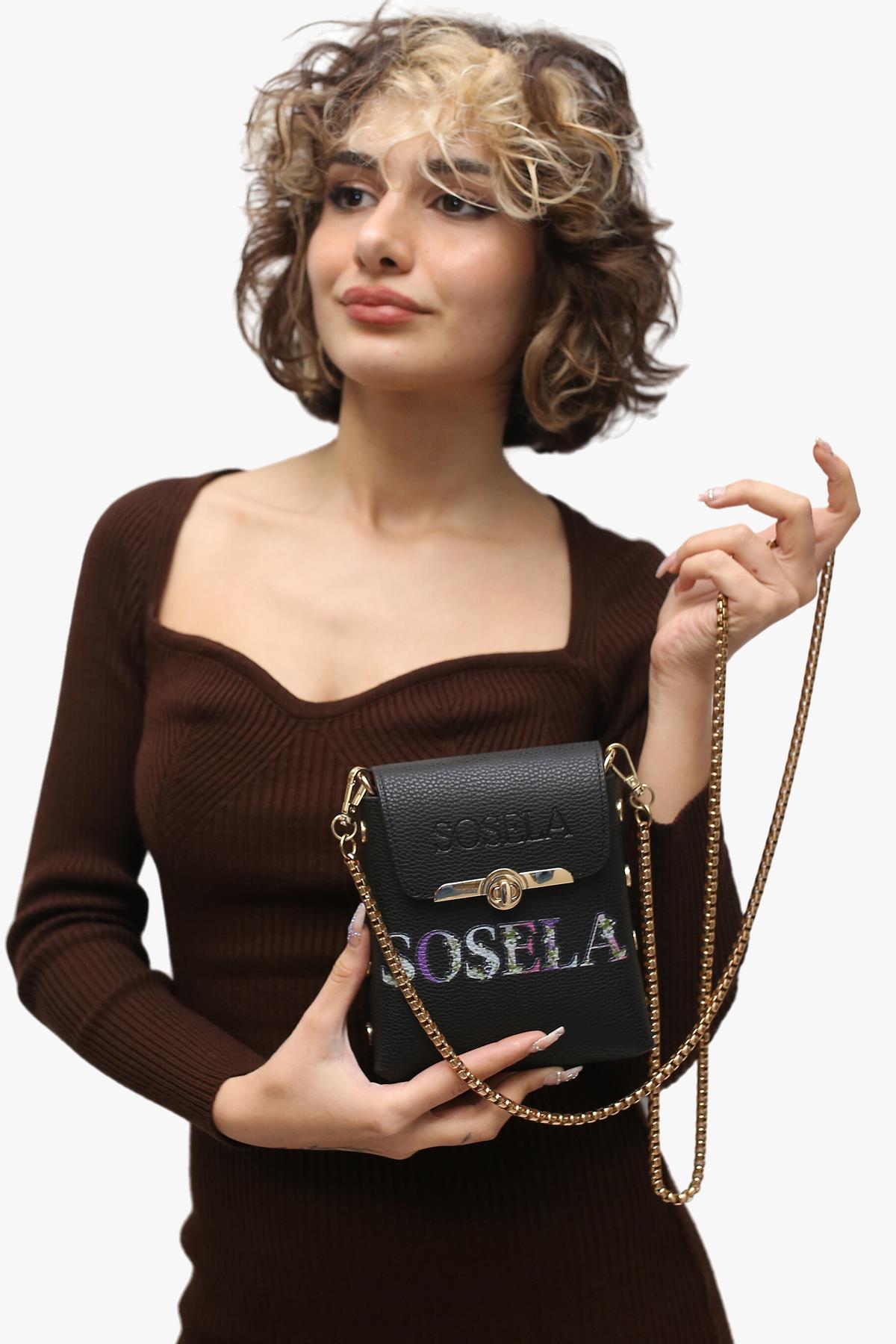Sosela 67-7104 Kadın Siyah Çapraz Askılı Çanta