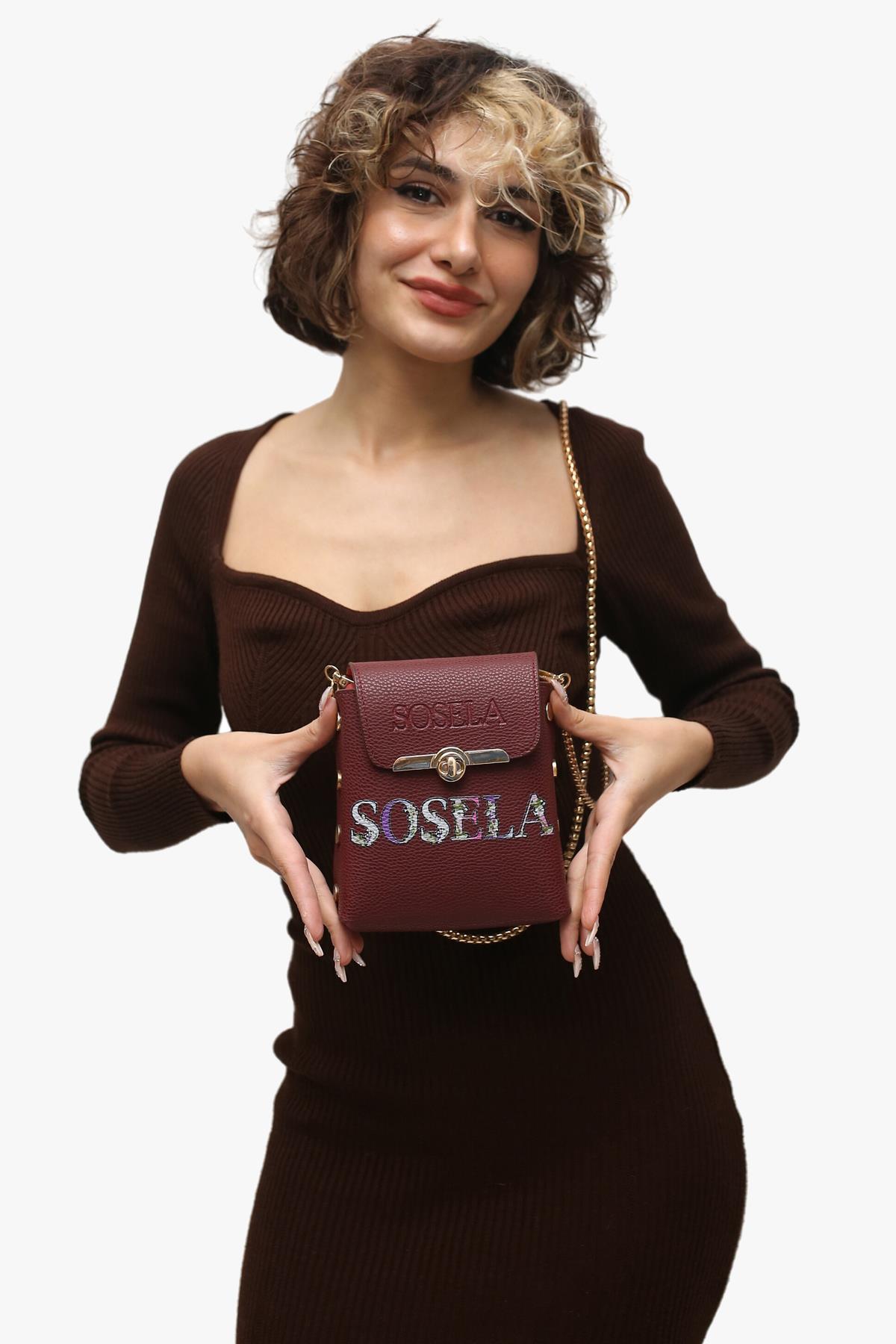 Sosela 67-7104 Kadın Zaki Bordo Çapraz Askılı Çanta