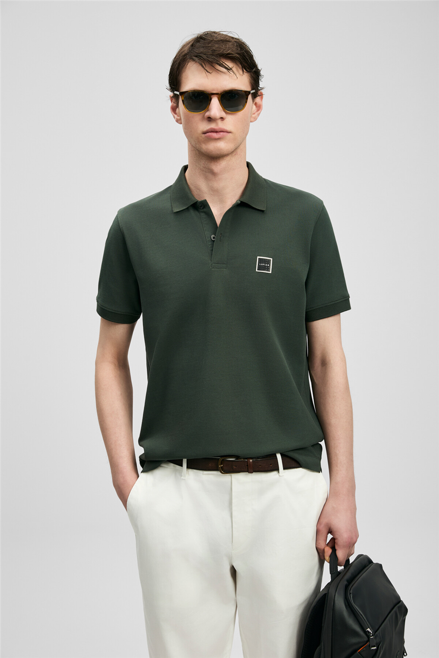 Lufian 111040233 Carter Erkek Polo Tişört Haki