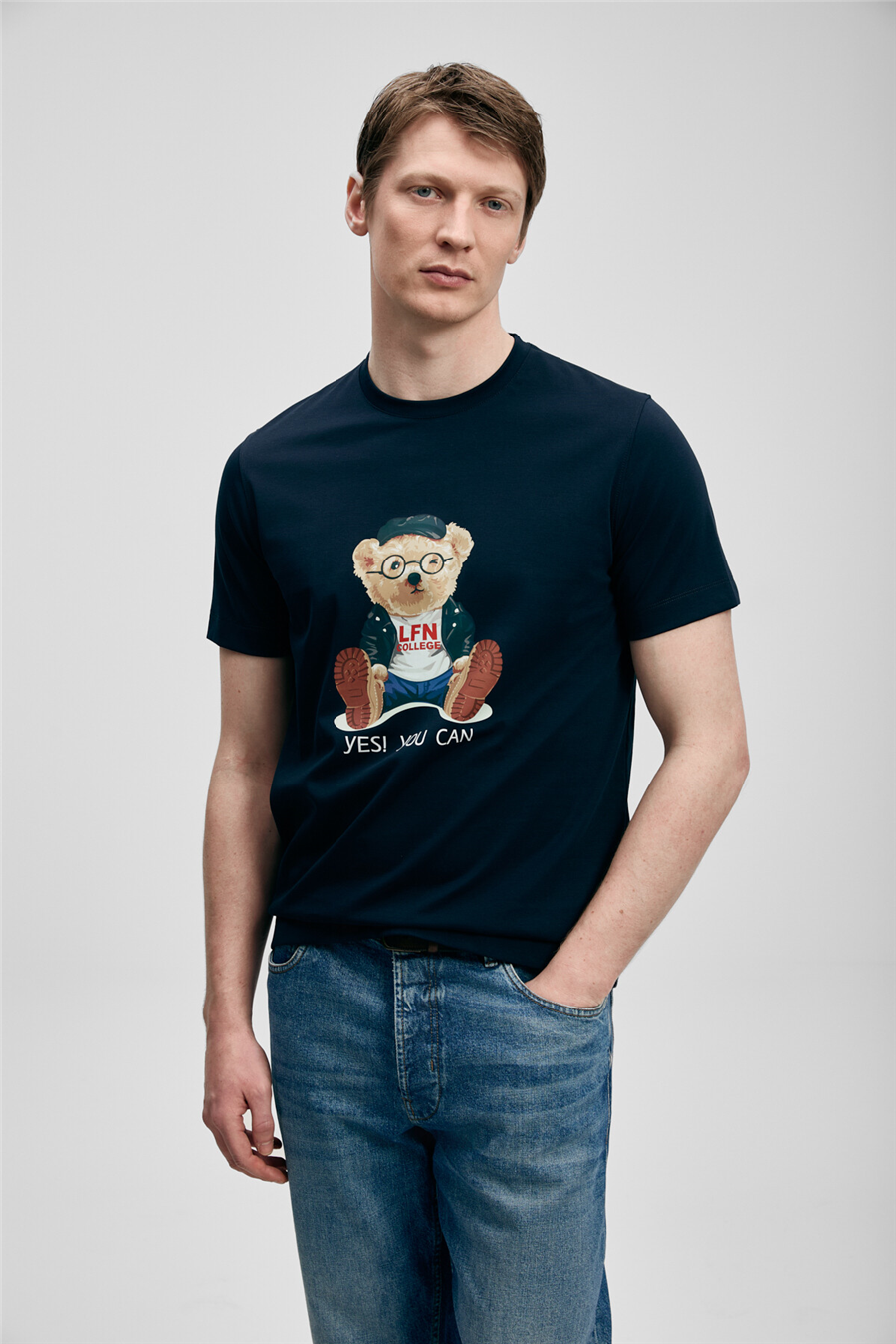 Lufian 111020305 Teddy Erkek Tişört Lacivert