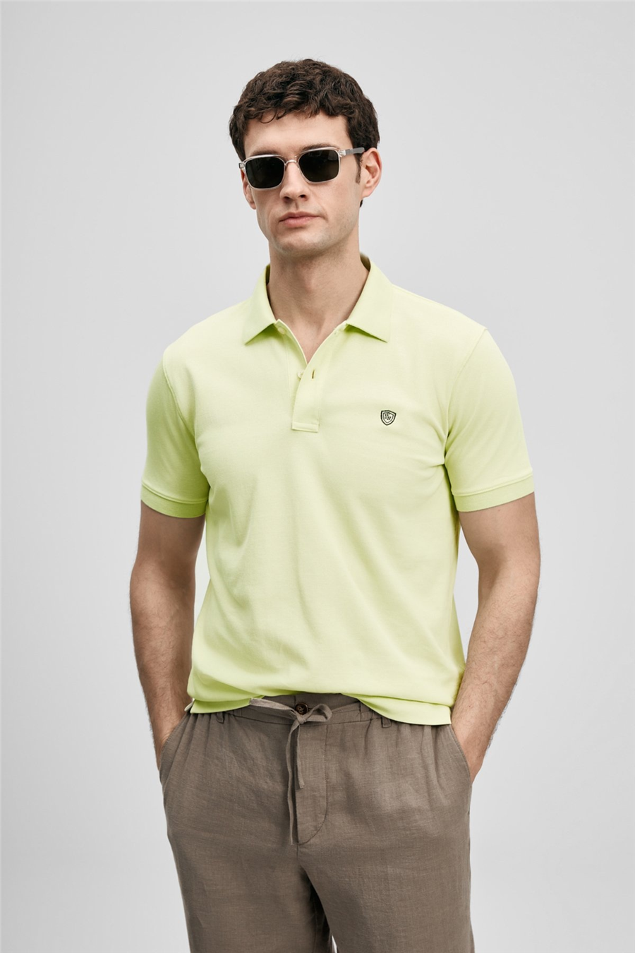 Lufian 111040230 Laon Erkek Polo Tişört Açık Sarı