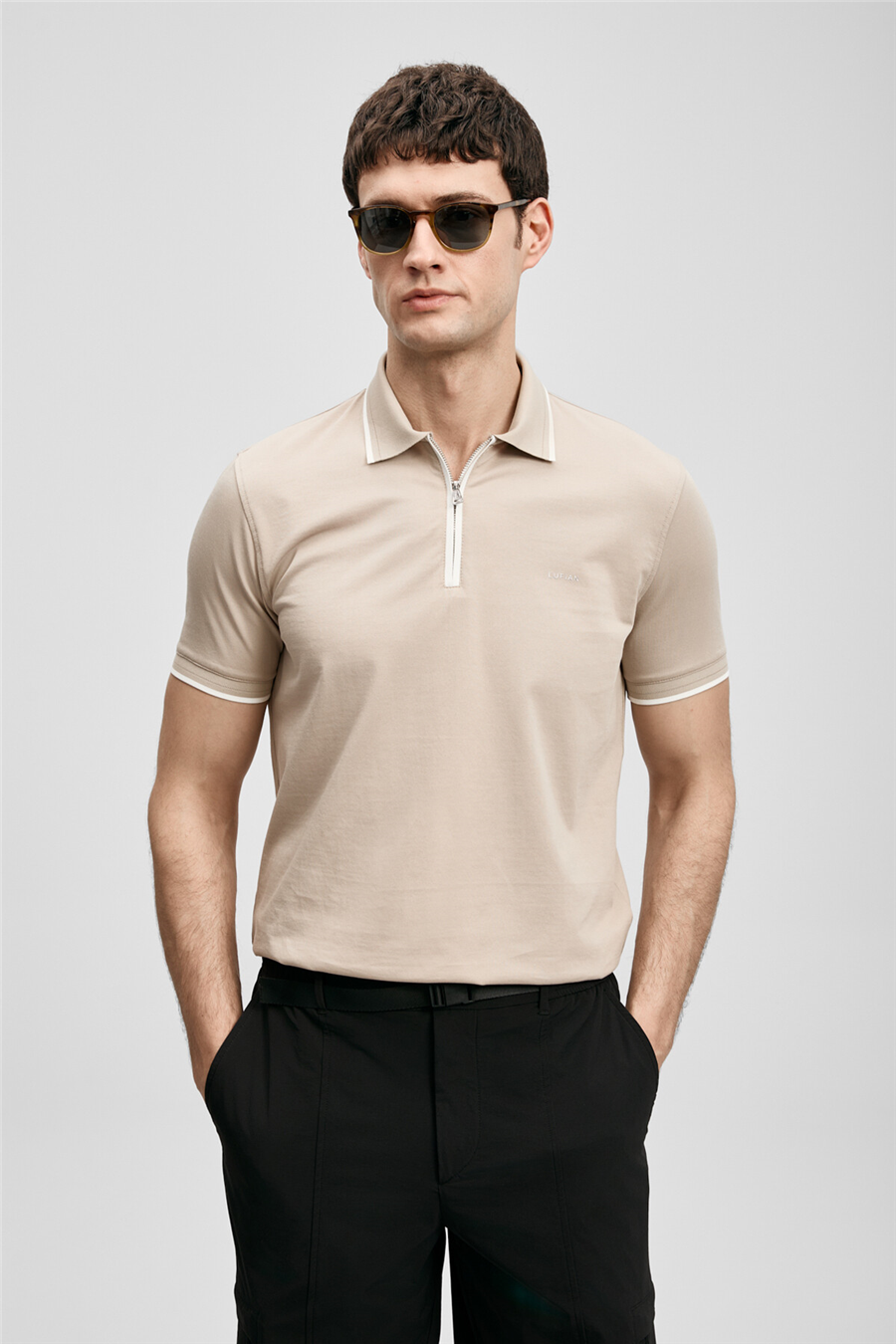 Lufian 111040236 Chase Erkek Polo Tişört Bej