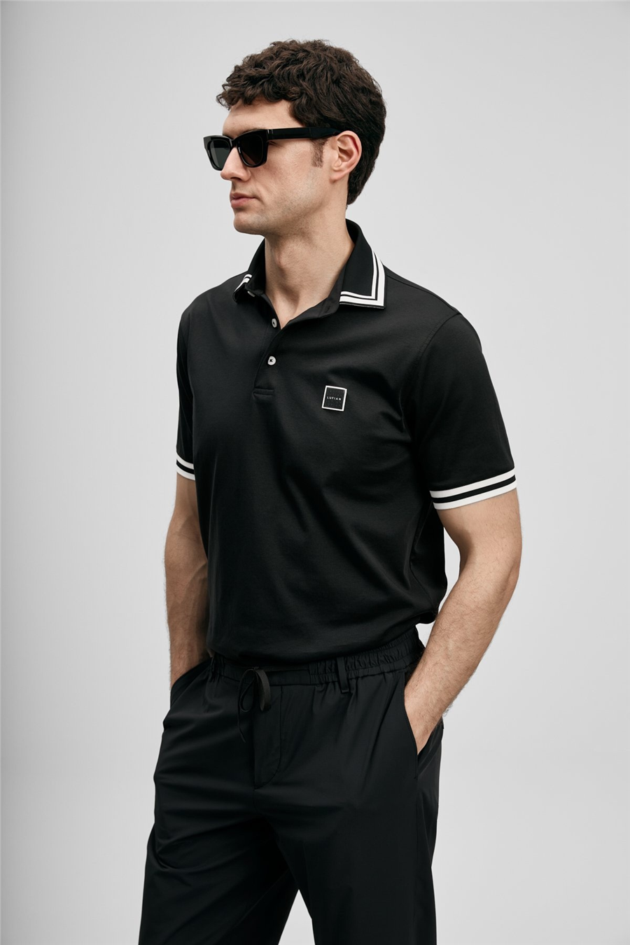 Lufian 111040237 Cole Erkek Polo Tişört Siyah
