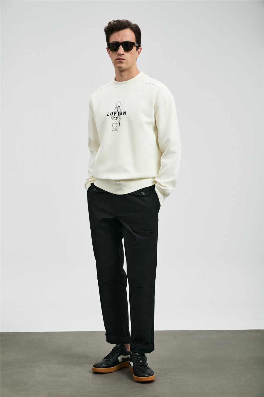 Lufian 112030175 Simba Erkek Sweatshirt Kırık Beyaz