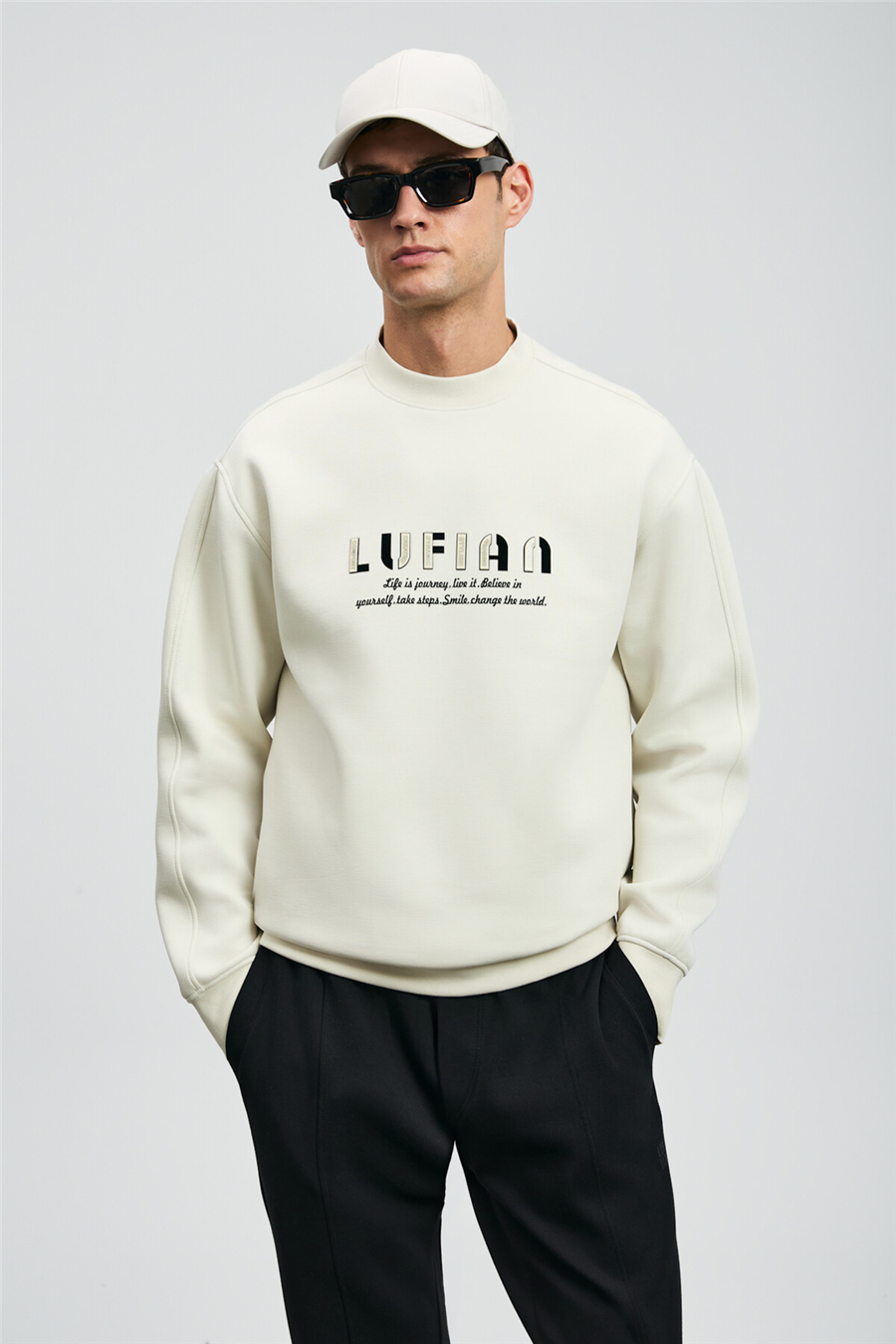Lufian 112030178 Oracle Erkek Sweatshirt Kırık Beyaz