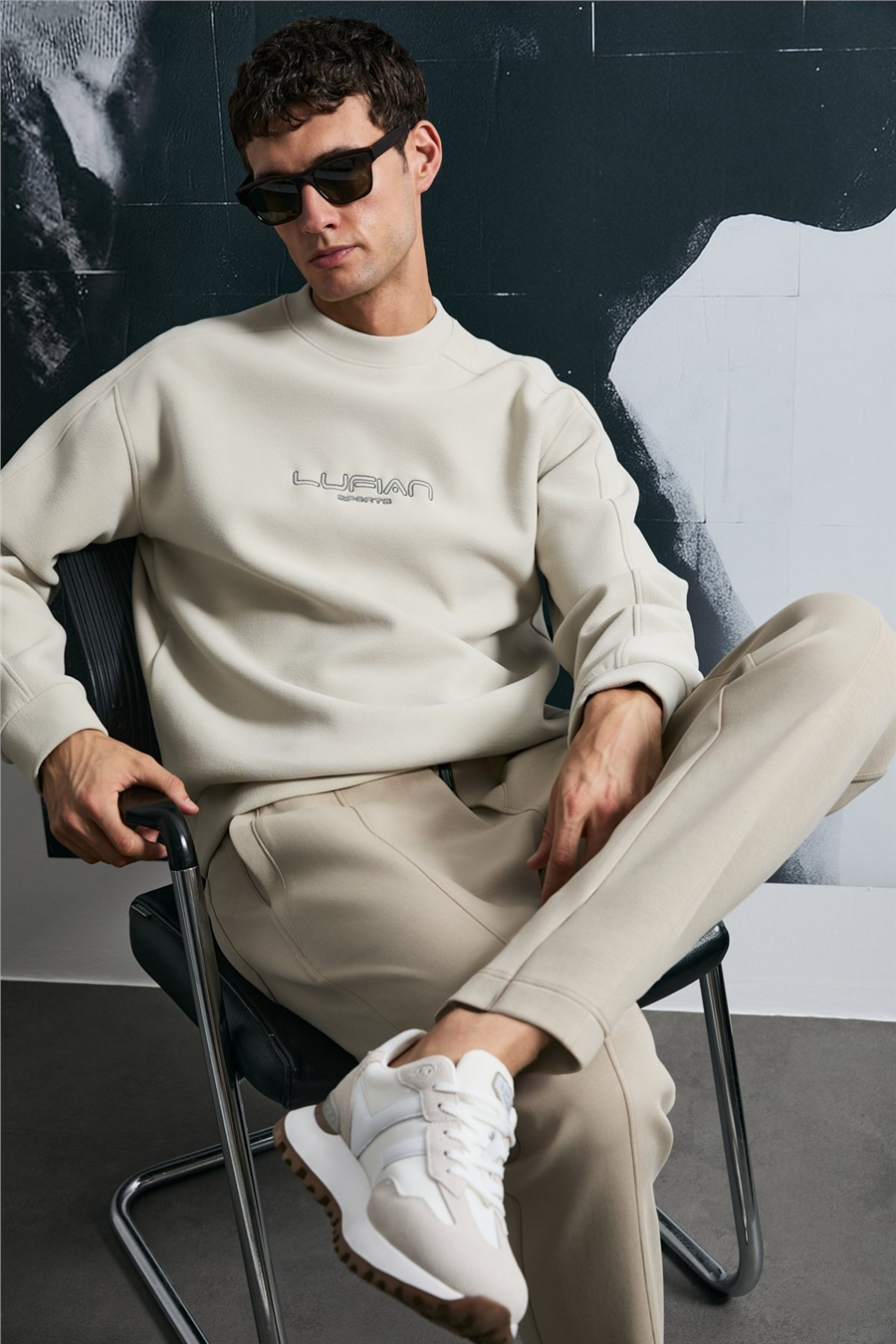 Lufian 112030182 Dark Erkek Sweatshirt Ekru