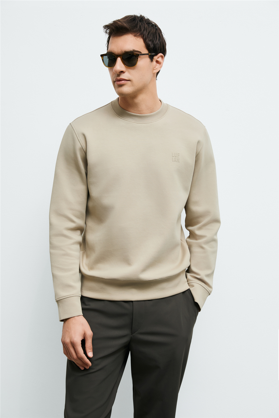 Lufian 112030192 Grand Erkek Sweatshirt Bej