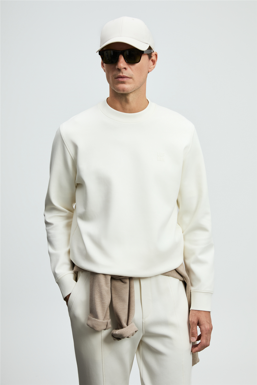Lufian 112030192 Grand Erkek Sweatshirt Kırık Beyaz