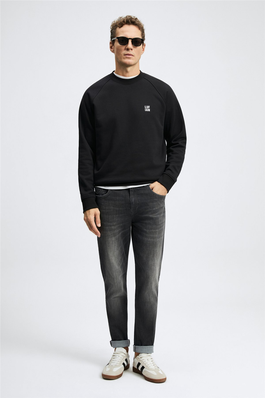 Lufian 112030193 Blake Erkek Sweatshirt Siyah