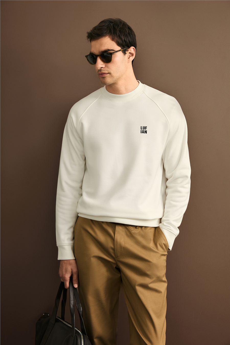 Lufian 112030193 Blake Erkek Sweatshirt Kırık Beyaz
