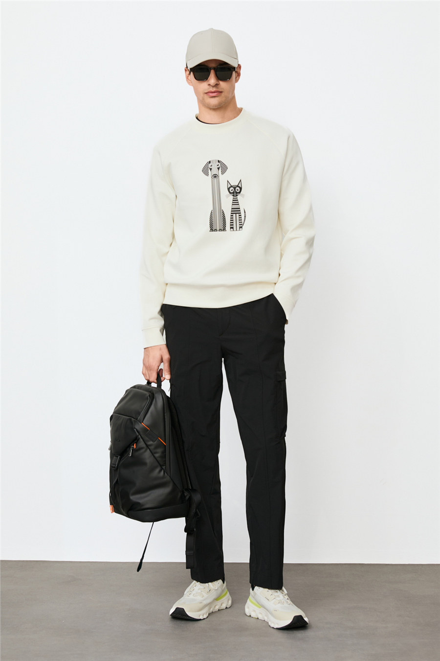 Lufian 112030203 Alfred Erkek Sweatshirt Kırık Beyaz