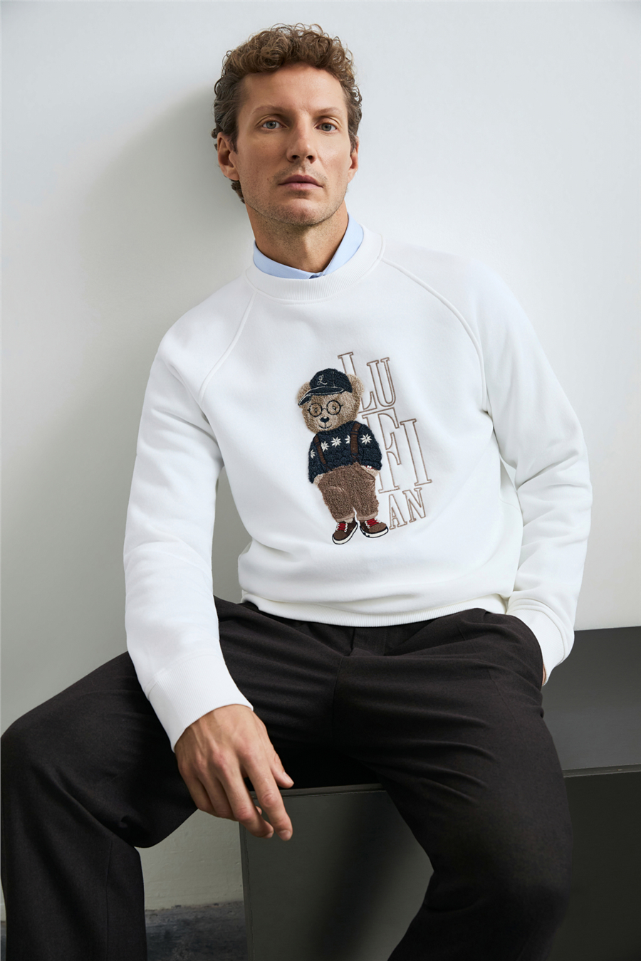Lufian 112030204 Storm Erkek Sweatshirt Kırık Beyaz
