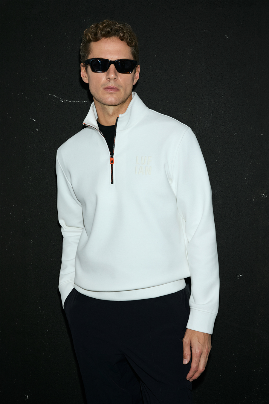 Lufian 112030213 Chase Erkek Sweatshirt Kırık Beyaz