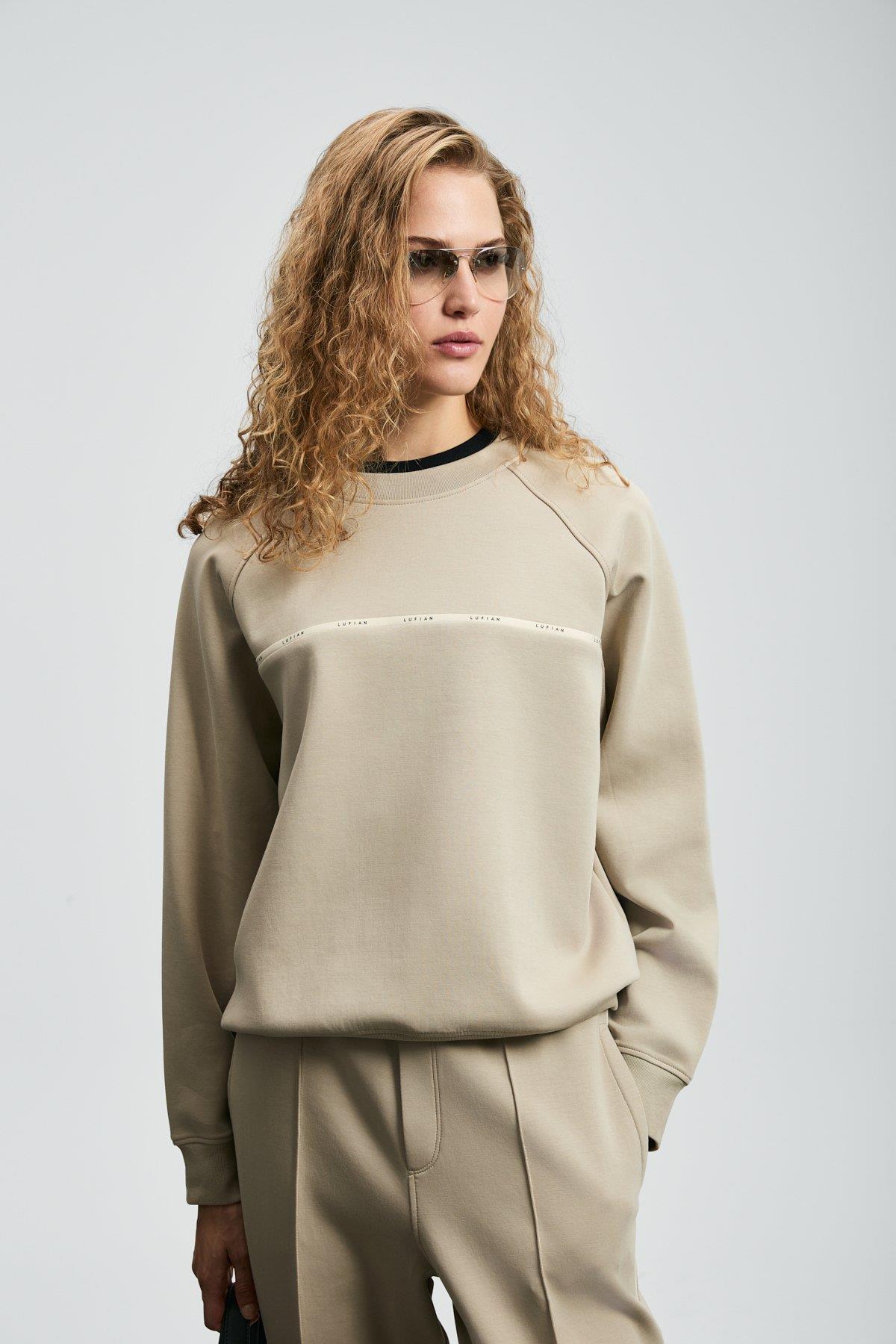 Lufian Angelına Kadın Örme Sweatshırt Bej