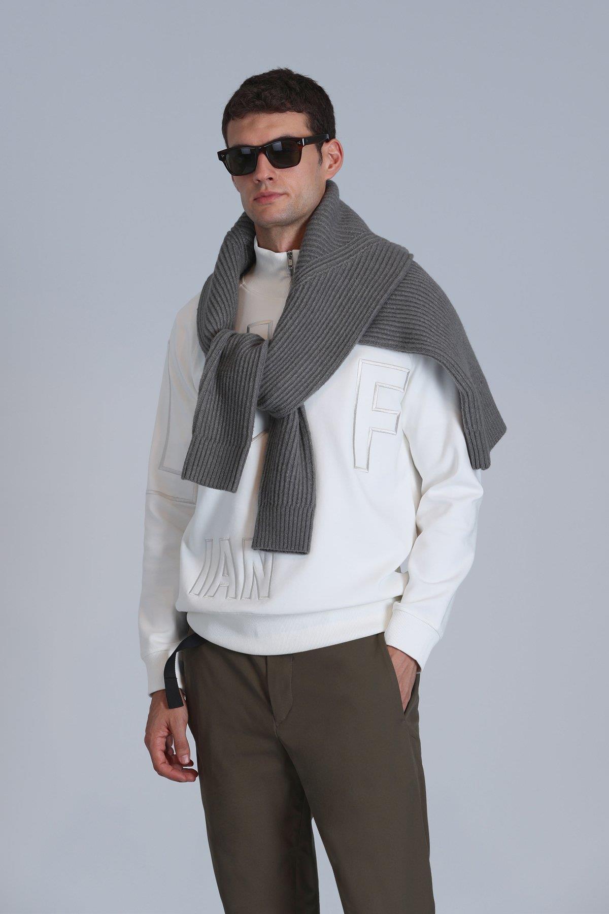 Lufian Focus Erkek Sweatshirt Kırık Beyaz