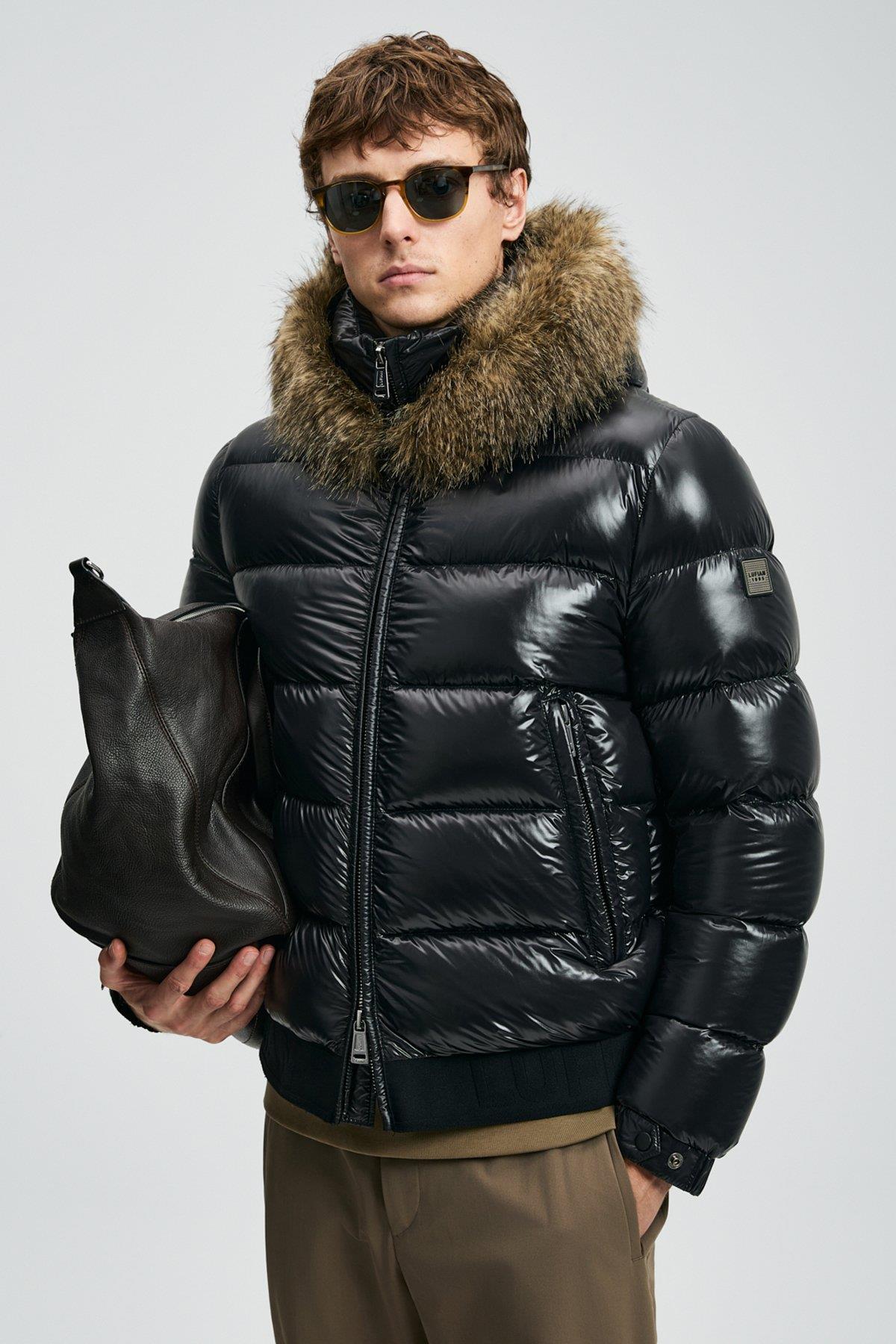 Lufian Jeam Kaz Tüyü Erkek Mont Siyah