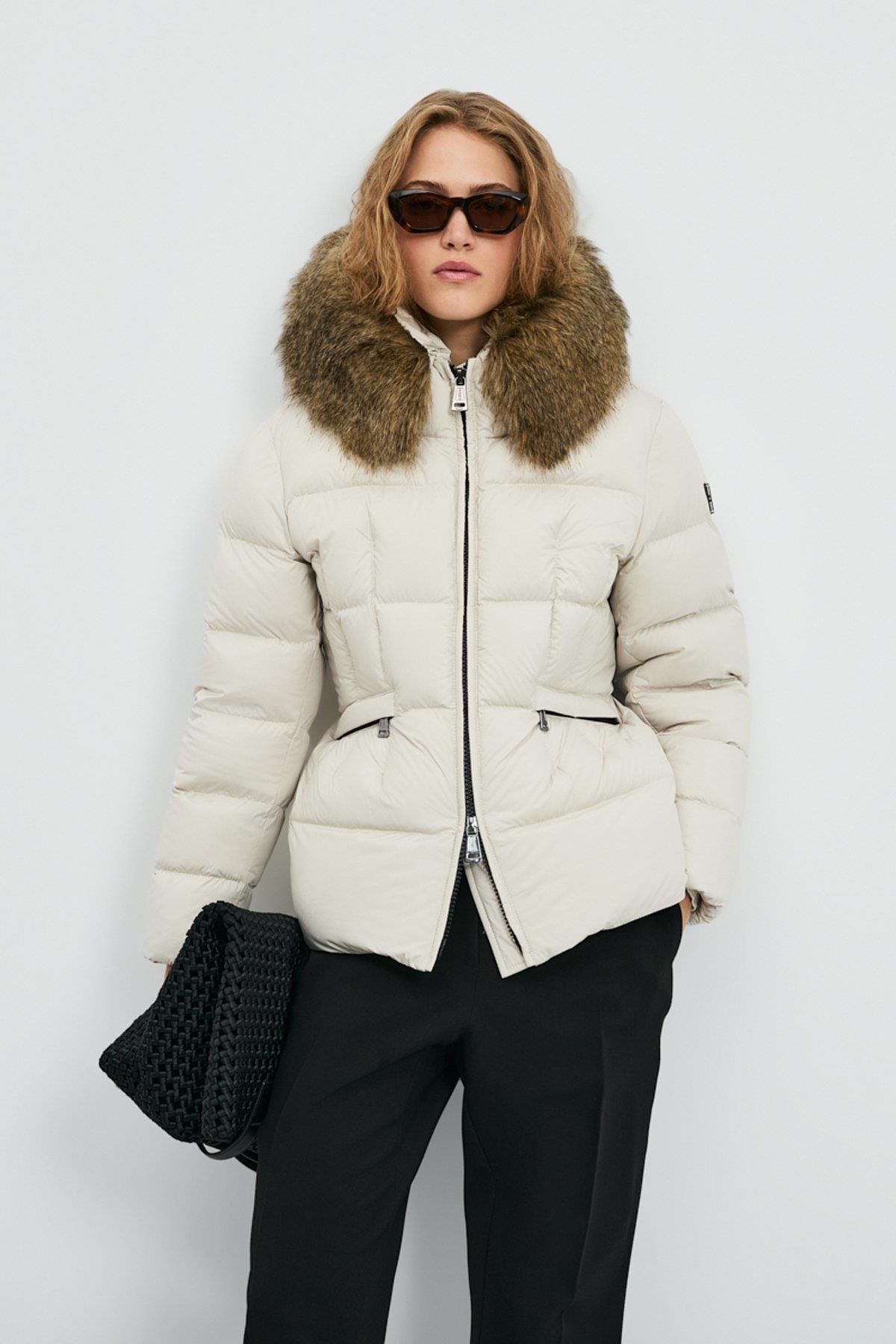 Lufian Klemantın Kaz Tüyü Kadın Mont Ekru