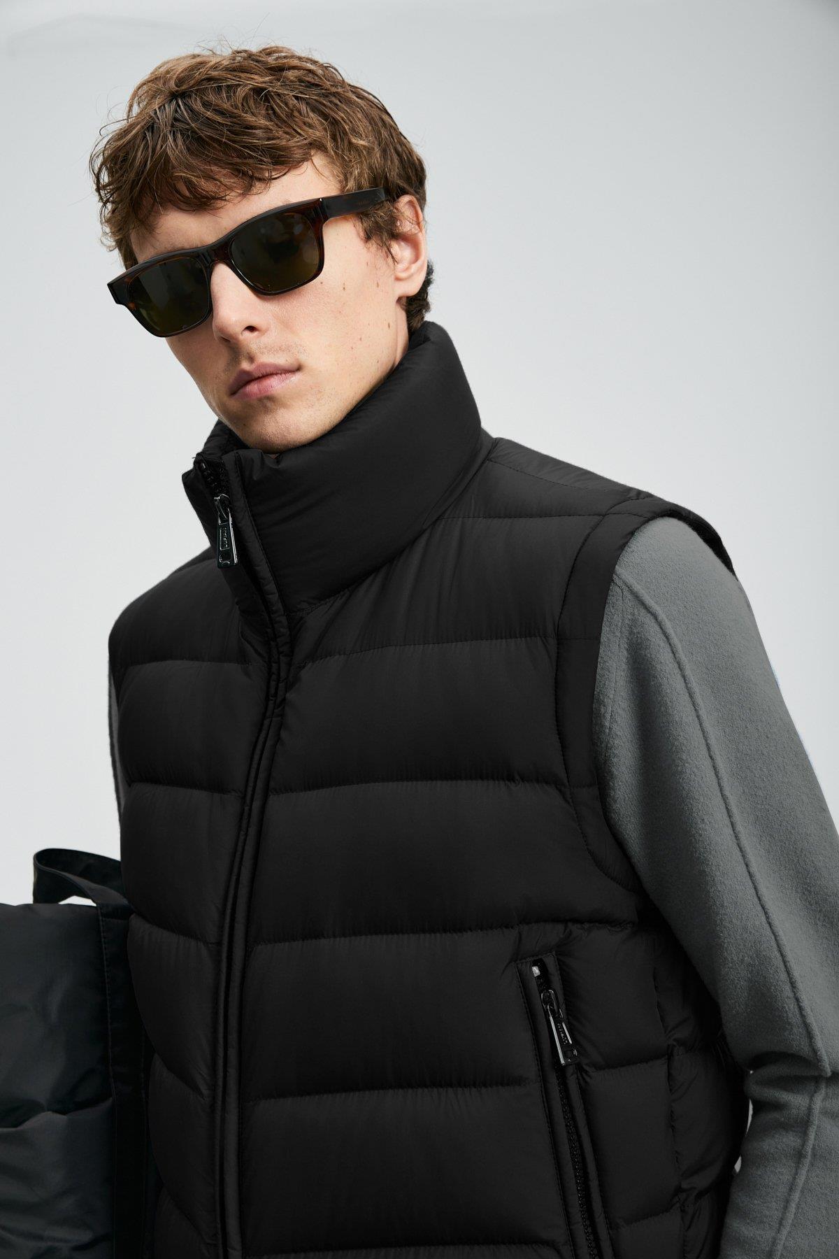 Lufian Peter Kaz Tüyü Erkek Yelek Siyah