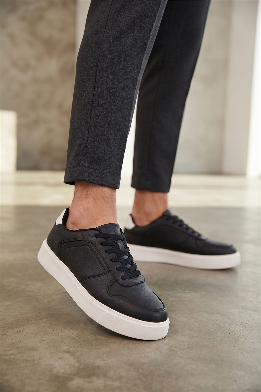Volis 26549 Erkek Sneakers Ayakkabı Siyah -Beyaz