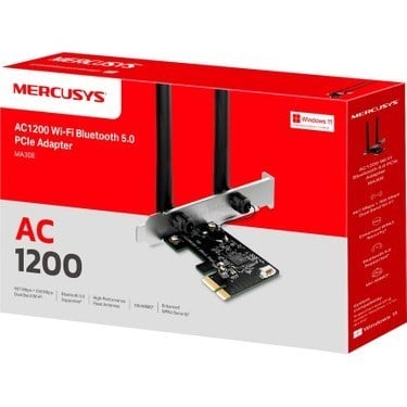 Mercusys MA30E | AC1200 Mbps Wi‑Fi 5 & Bluetooth 5.0 PCIe Ağ Kartı | Yüksek Hızlı Kablosuz Bağlantı | BT 5.0