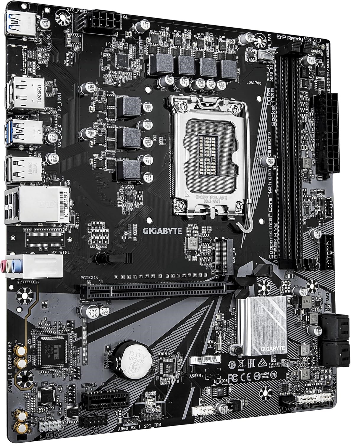 Gigabyte B760M H V2 8000MHz(OC) DDR5 LGA1700 mATX Anakart B760M-H-V2
