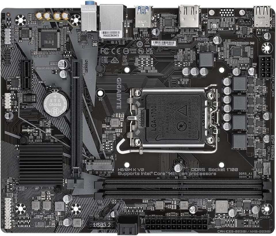 Gigabyte H610M K V2 4800MHz DDR5 LGA1700 mATX Anakart H610M-K-V2