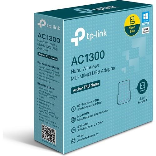 TP-Link Archer T3U, AC1300 Mbps, Çift Bant, USB 3.0, Nano Wi-Fi 5 USB Adaptör