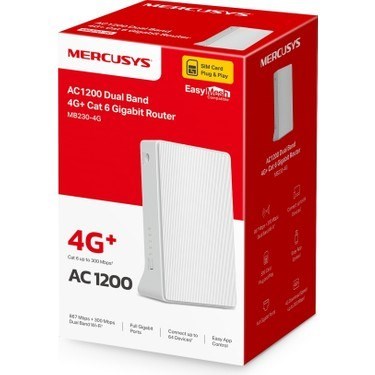 Mercusys MB230-4G | AC1200 Mbps 4G LTE Router | CAT-6 Destekli | SIM Kart Girişli | 2 Ethernet