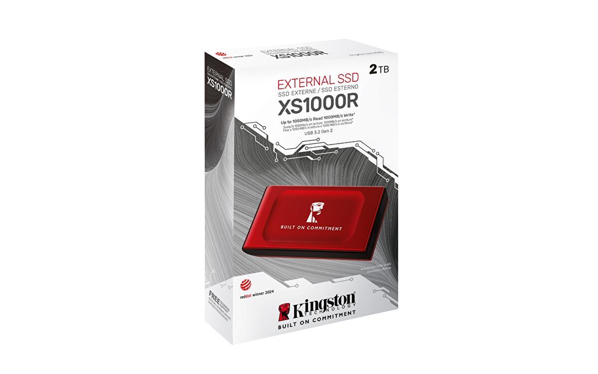 Kingston XS1000 Red External 2TB 1050-1000MBs USB 3.2 Gen 2 Taşınabilir SSD - SXS1000R/2000GA 