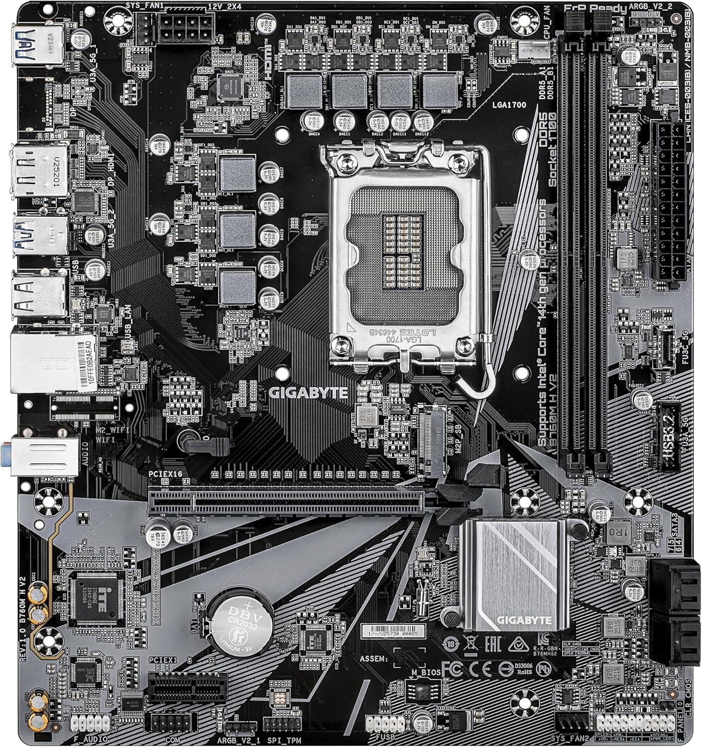 Gigabyte B760M H V2 8000MHz(OC) DDR5 LGA1700 mATX Anakart B760M-H-V2