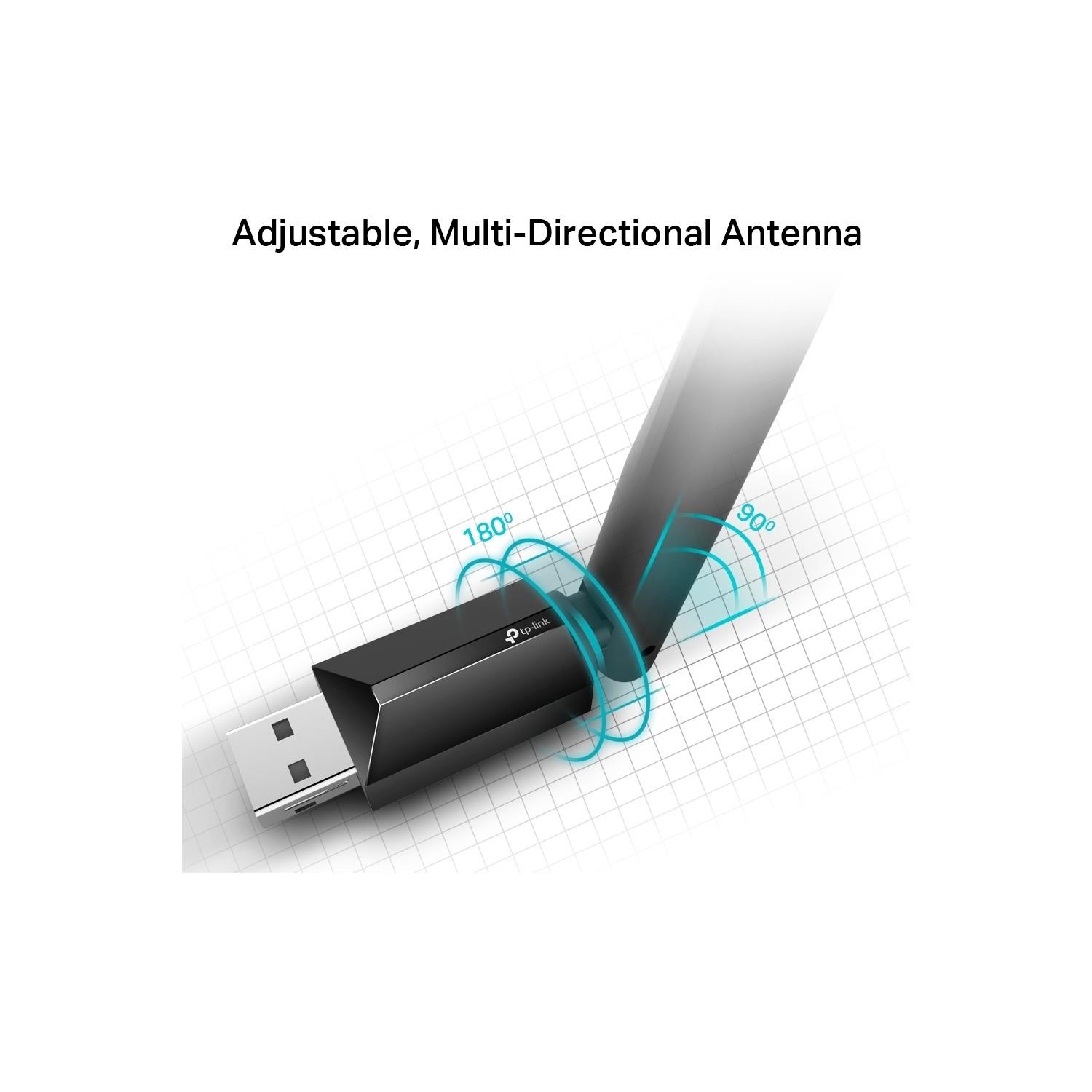 TP-Link Archer T2U Plus, AC600 Mbps, Çift Bant, Yüksek Çekim Güçlü Wi-Fi 5 USB Adaptör