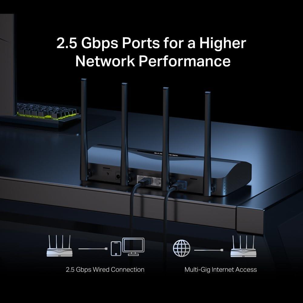 Mercusys MR27BE Wi-Fi 7 Router BE3600 Mbps Hız Dual-Band Fiber Destekli 2.5Gbps WAN & LAN Router