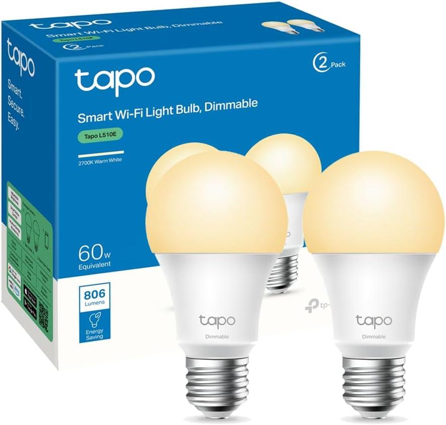 TP-Link Tapo L510E(2-pack), Ayarlanabilir Akıllı Wi-Fi Ampulü, 806 Lümen, E27 Duy, 8,3W, Enerji tasarruflu Led Ampul
