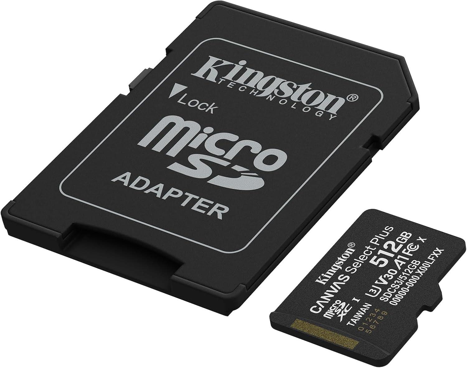 Kingston 512GB Microsdxc Canvas Select Plus Gen3 150MB-S A1 Card + Adapter Hafıza Kartı SDCS3/512GB