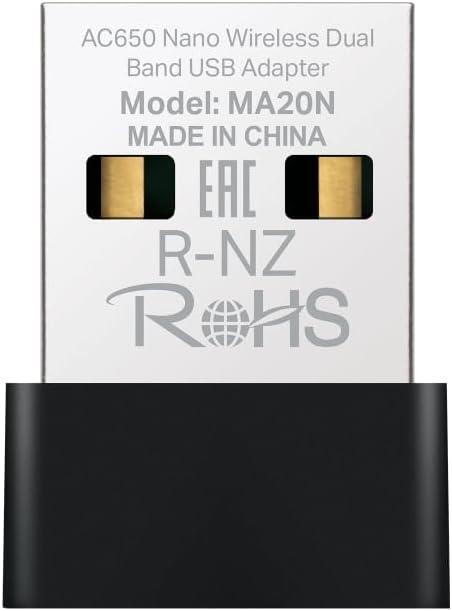 Mercusys MA20N AC650 Mbps Dual-Band Wi-Fi 5 Nano USB Adaptör Kompakt & Tak-Çalıştır WPA3