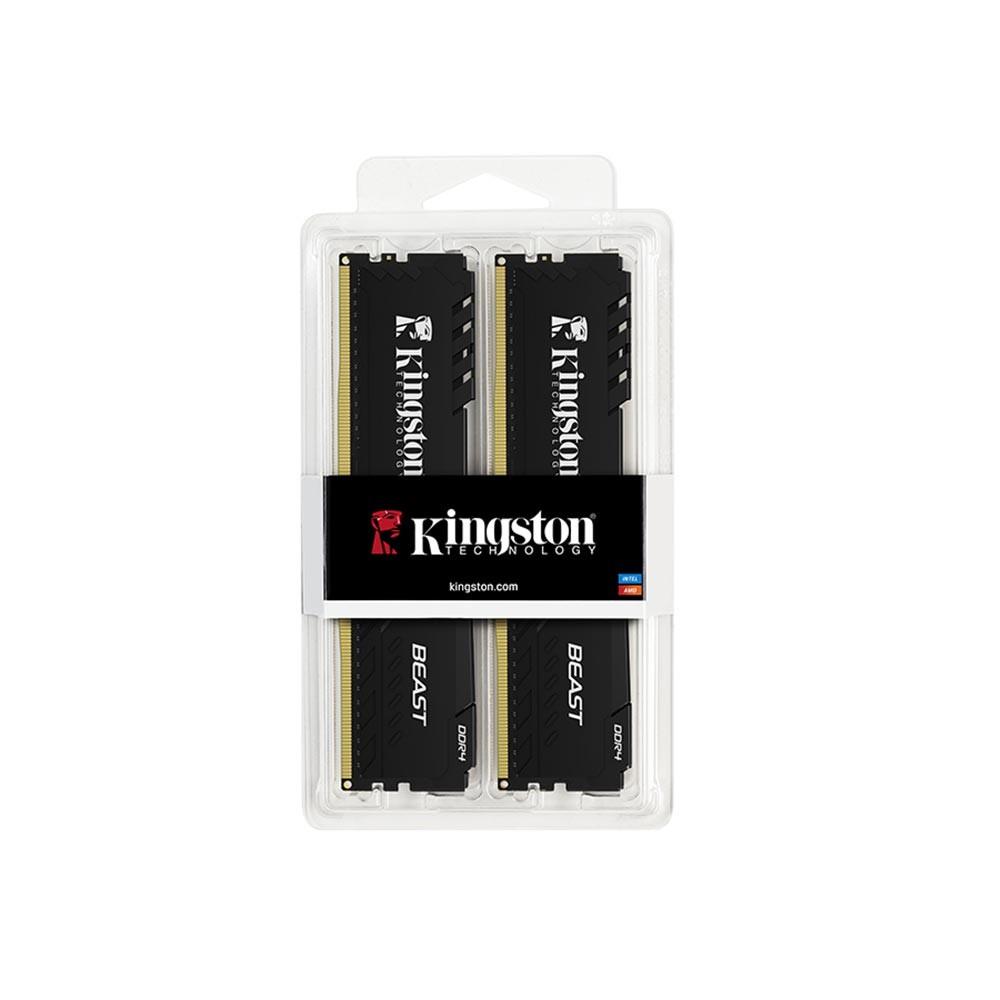 Kingston Beast Black 32GB 3200MT/s DDR4 CL16 DIMM (Kit of 2) KF432C16BBK2/32TR (2x16GB) Masaüstü Bellek