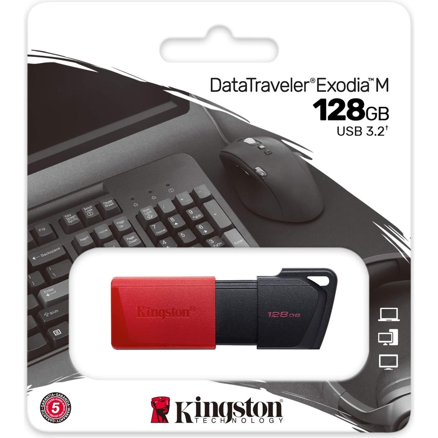 Kingston 128GB USB 3.2 Gen 1 DataTraveler Exodia M (Black + Red) - DTXM/128GB