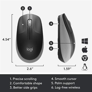 Logitech M190 Kablosuz Optik Mouse - Orta Gri 910-005906