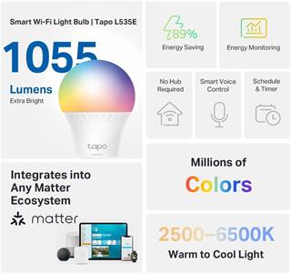 TP-Link Tapo L535E, Matter Wi-Fi LED Akıllı Ampul